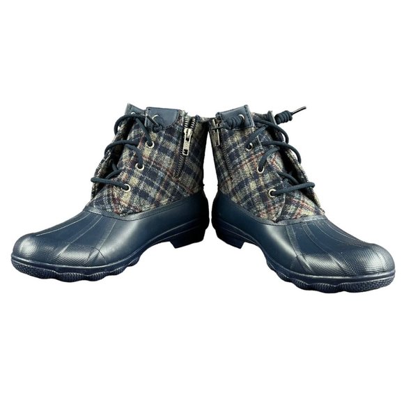 Sperry Syren Gulf Navy Plaid Wool Duck Boots Women's Sizes 6 - 6.5 M - Picture 8 of 9